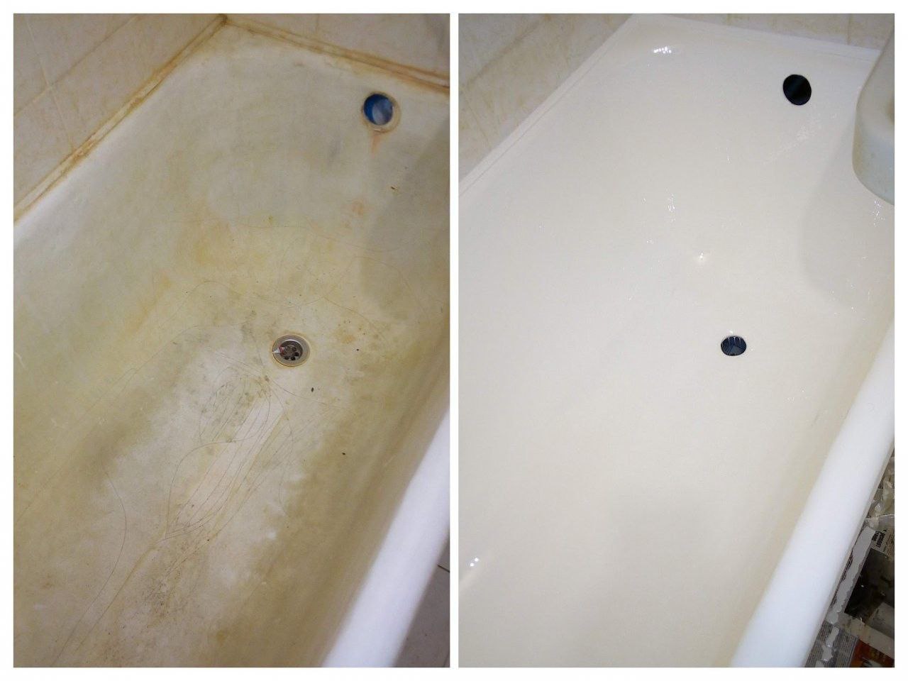 До и после реставрации ванны